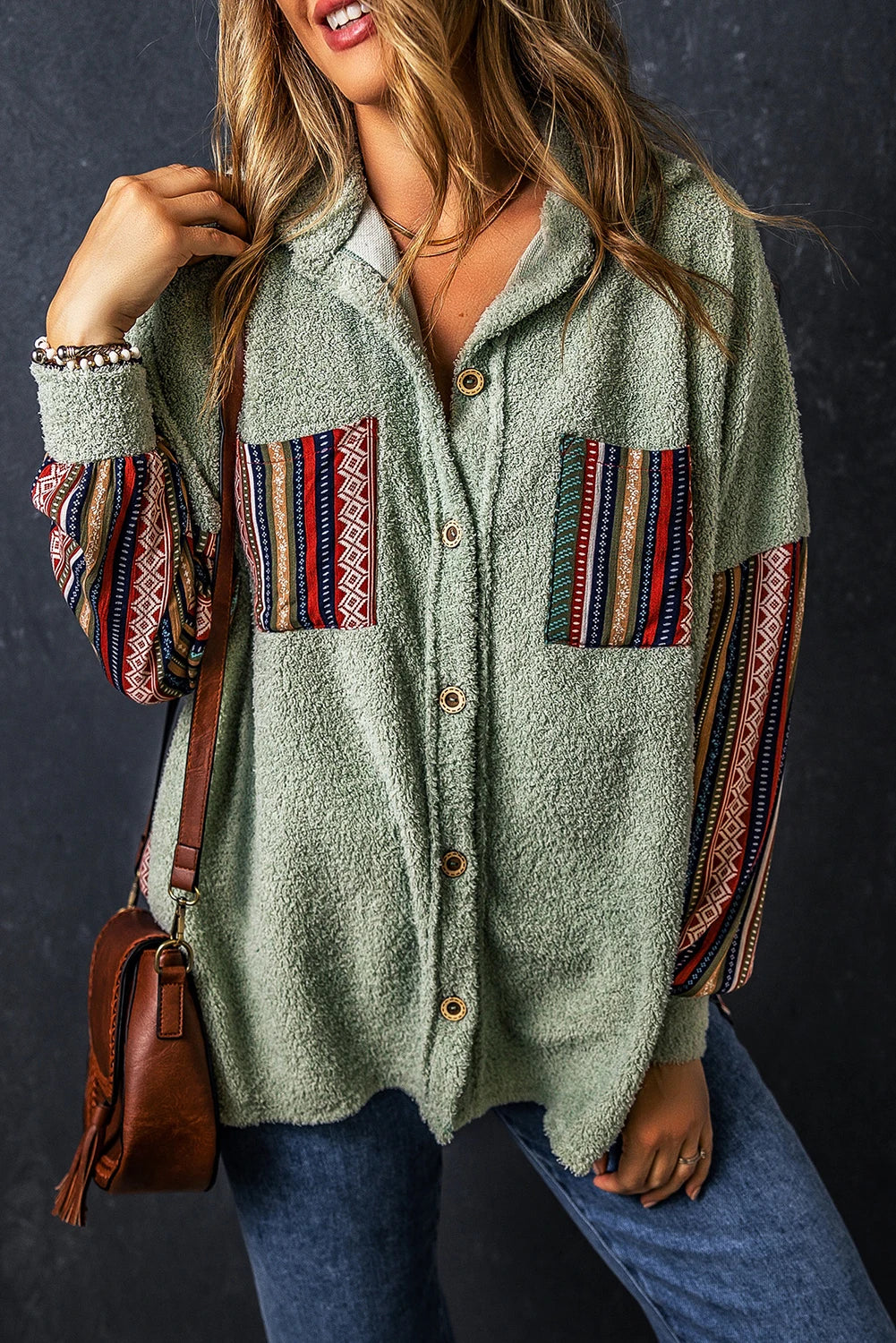 Cozy Plush Ethnic Work-Patch Hooded Shackets – Boho Shackets | Chuzko.com