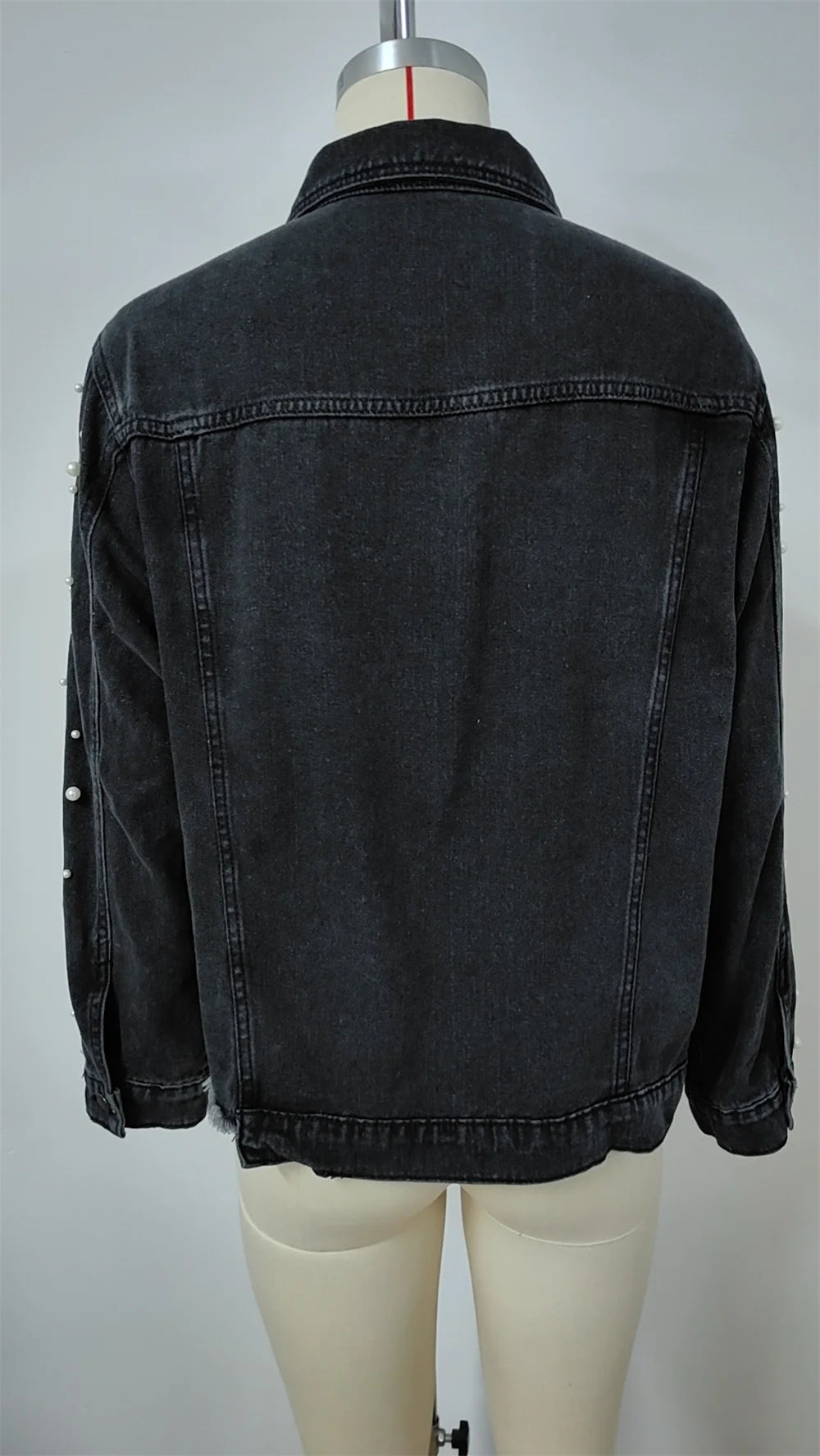 Pearl Applique Distressed Hems Denim Jackets Denim Jackets | Chuzko.com