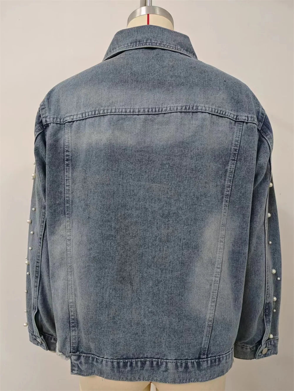 Pearl Applique Distressed Hems Denim Jackets Denim Jackets | Chuzko.com