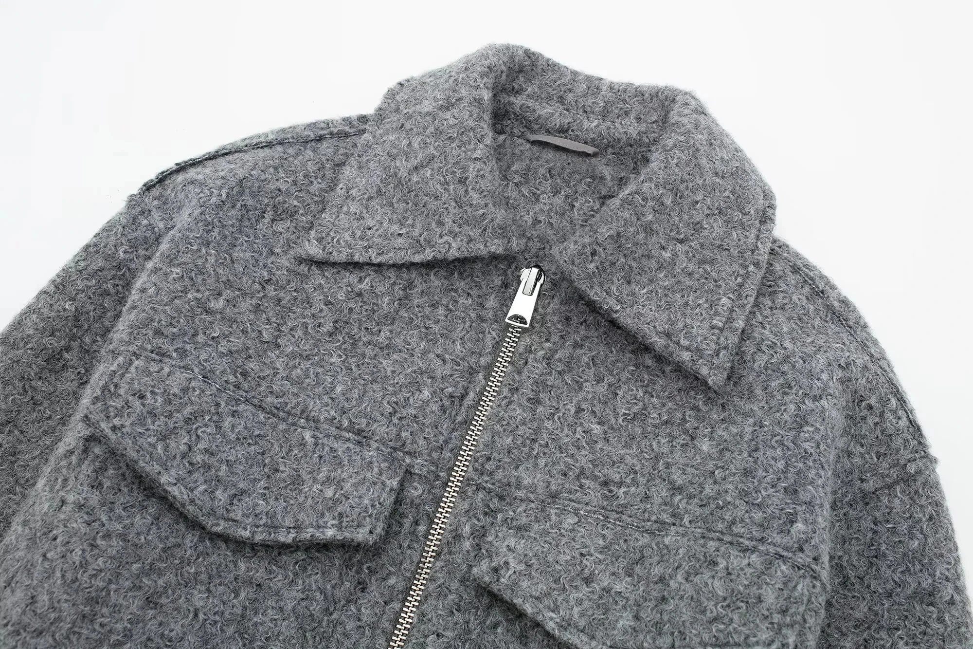 Cropped Wool Jacket Flapper Utility Outerwear Wool Jackets | Chuzko.com