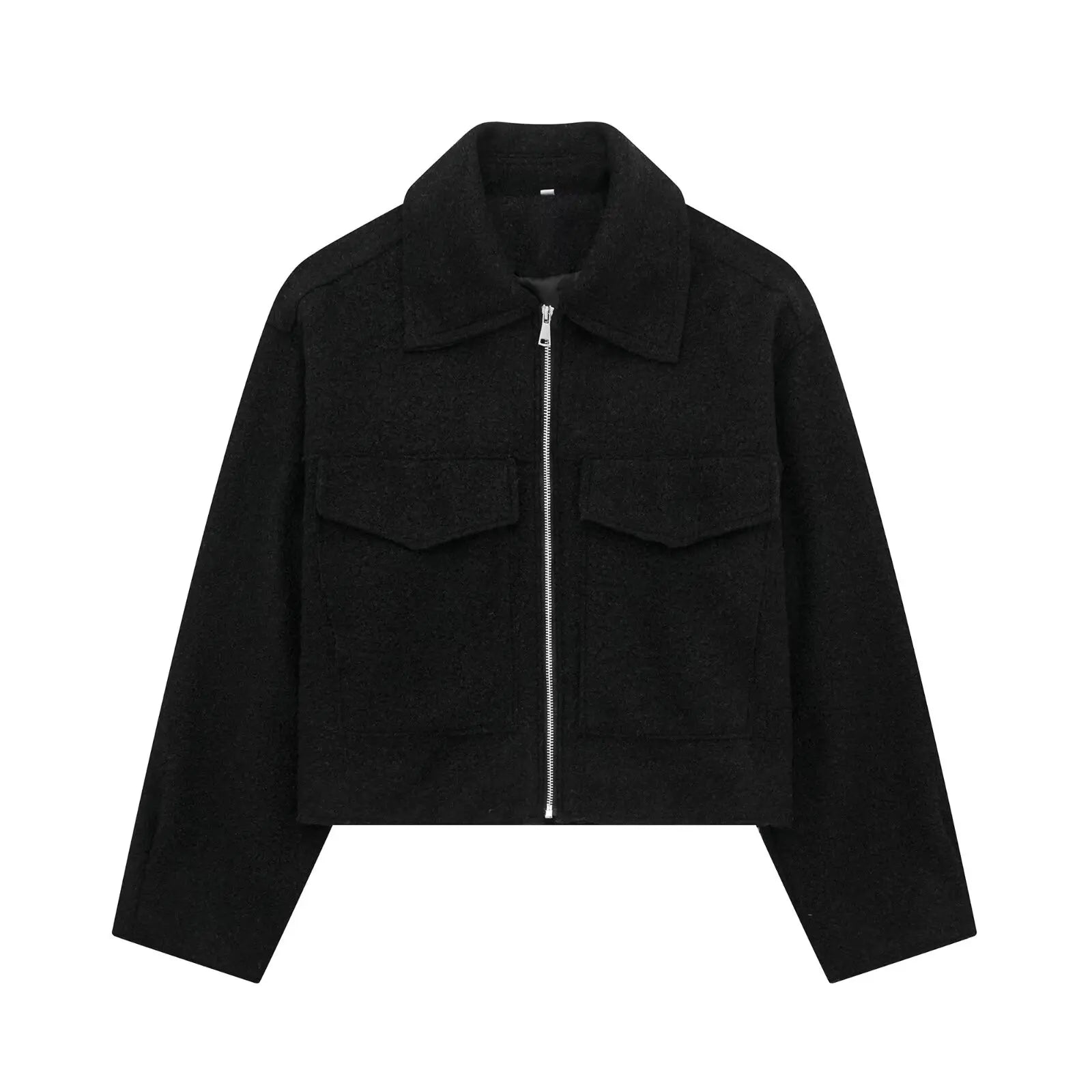 Cropped Wool Jacket Flapper Utility Outerwear Wool Jackets | Chuzko.com