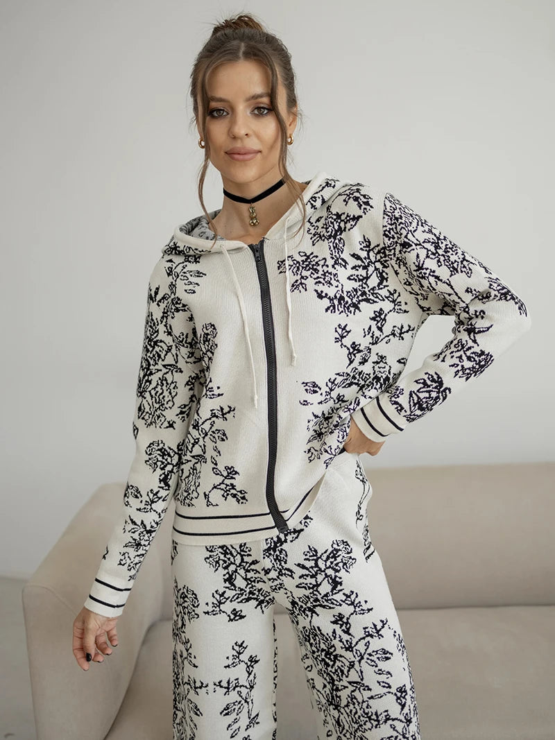 Iconic Vines Print Hoodies & Pants Matching Outfits Set Outfit | Chuzko.com