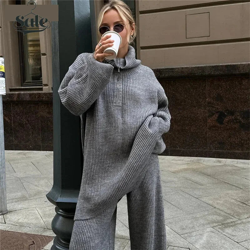 Casual Oversize Rib Knit Matching Set Outfit – Inspiring | Chuzko.com