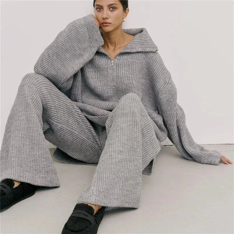 Casual Oversize Rib Knit Matching Set Outfit – Inspiring | Chuzko.com