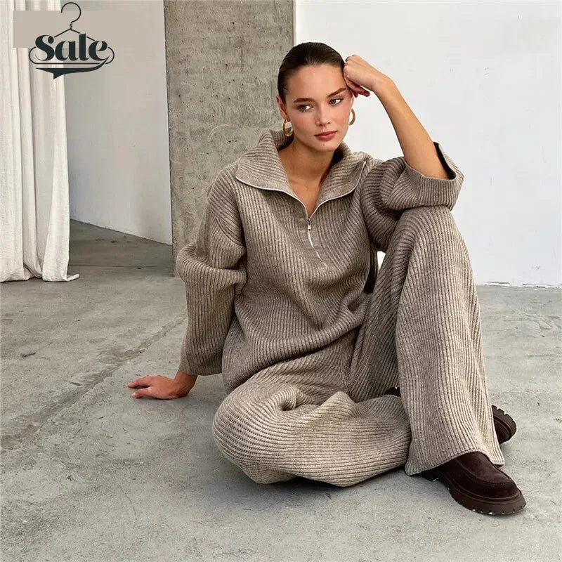 Casual Oversize Rib Knit Matching Set Outfit – Inspiring | Chuzko.com