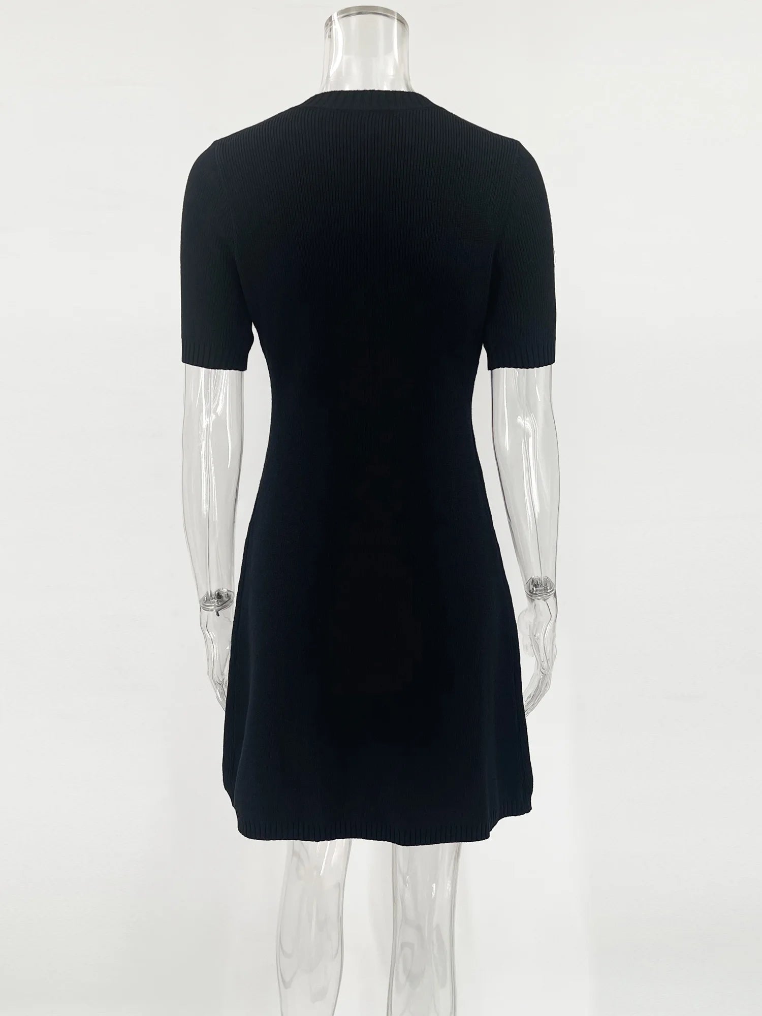 Knit Mini Dress for Fashionable Women – Golden Buttons Accents | Chuzko.com