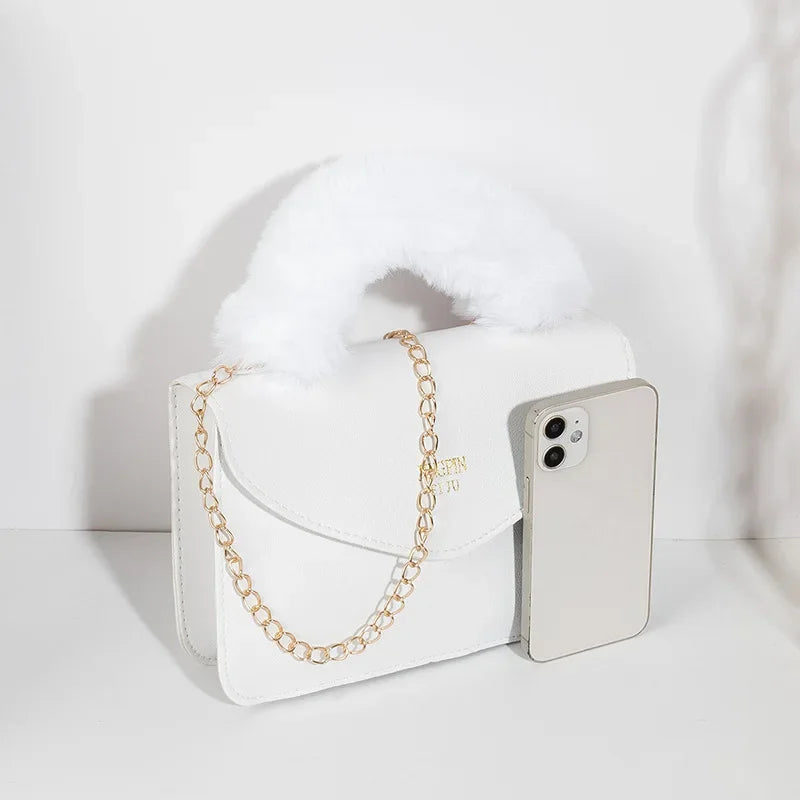 Soft Furry Plush Top-handle Crossbody Designer Handbags Crossbody | Chuzko.com