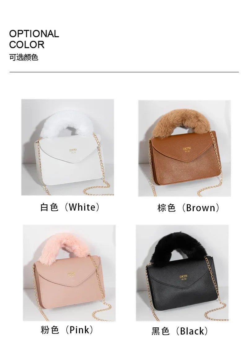 Soft Furry Plush Top-handle Crossbody Designer Handbags Crossbody | Chuzko.com