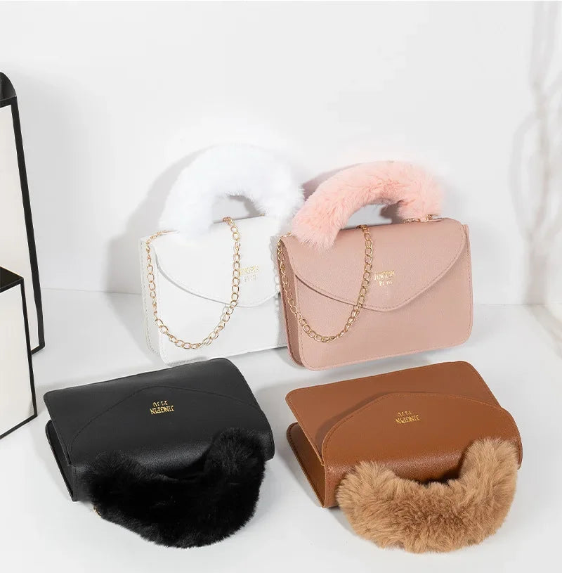 Soft Furry Plush Top-handle Crossbody Designer Handbags Crossbody | Chuzko.com