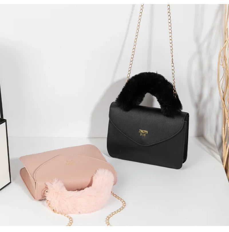 Soft Furry Plush Top-handle Crossbody Designer Handbags Crossbody | Chuzko.com