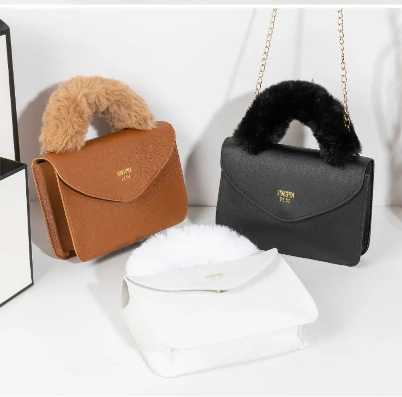 Soft Furry Plush Top-handle Crossbody Designer Handbags Crossbody | Chuzko.com