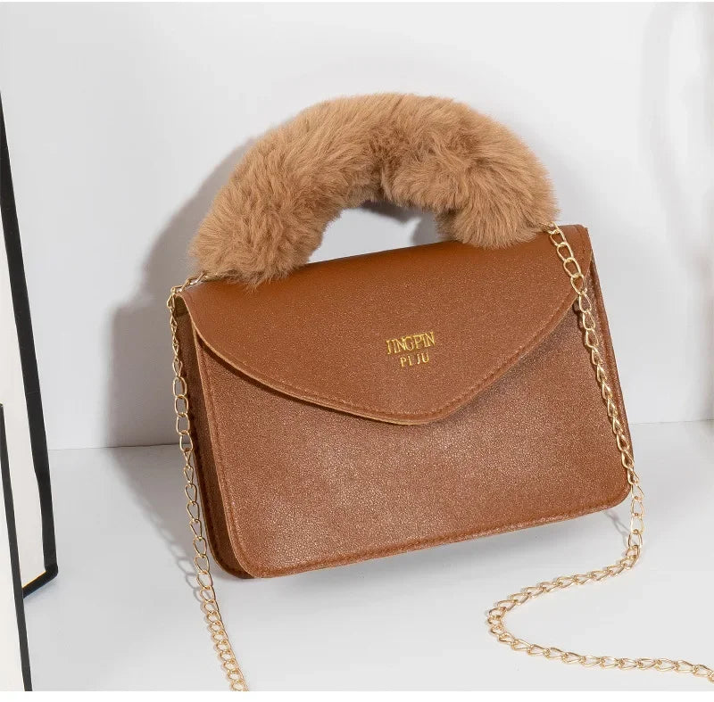 Soft Furry Plush Top-handle Crossbody Designer Handbags Crossbody | Chuzko.com