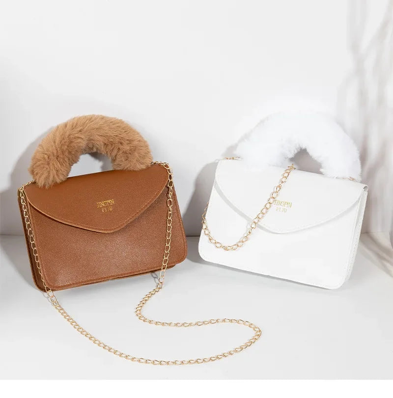 Soft Furry Plush Top-handle Crossbody Designer Handbags Crossbody | Chuzko.com