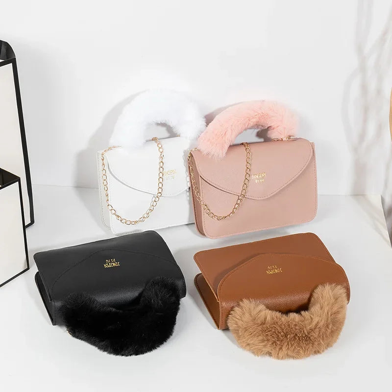 Soft Furry Plush Top-handle Crossbody Designer Handbags Crossbody | Chuzko.com