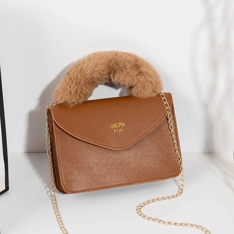 Soft Furry Plush Top-handle Crossbody Designer Handbags Crossbody | Chuzko.com