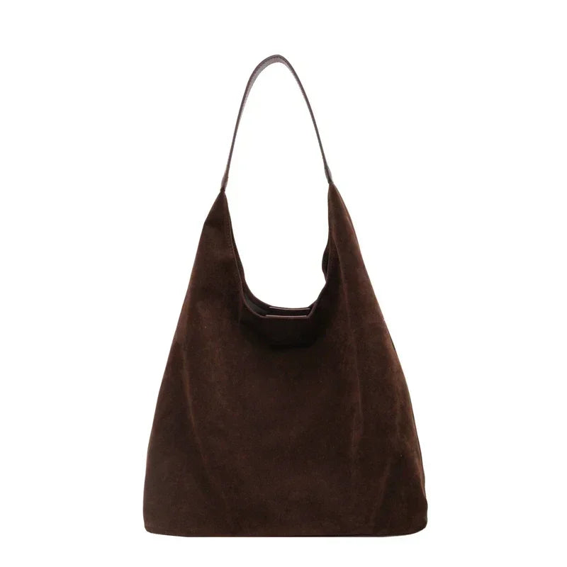 Suede Shoulder Bag Solid Color Simple Casual Commuter Bag | Chuzko.com