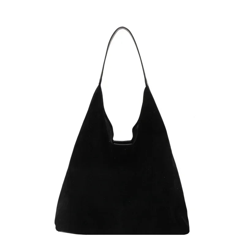 Suede Shoulder Bag Solid Color Simple Casual Commuter Bag | Chuzko.com