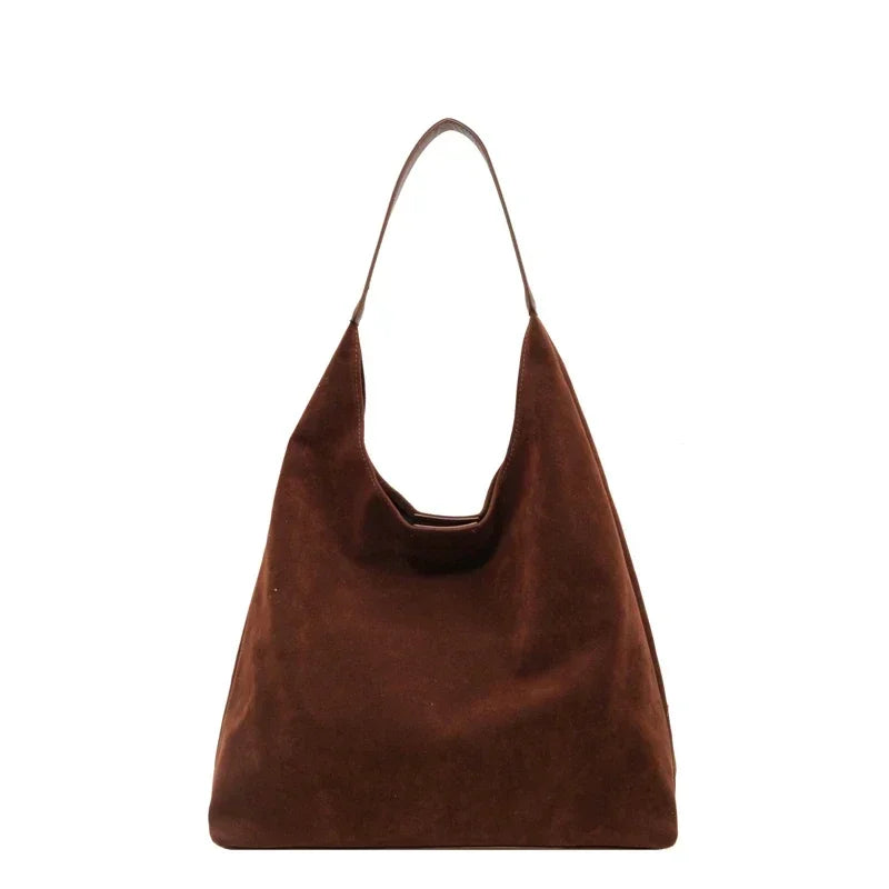 Suede Shoulder Bag Solid Color Simple Casual Commuter Bag | Chuzko.com