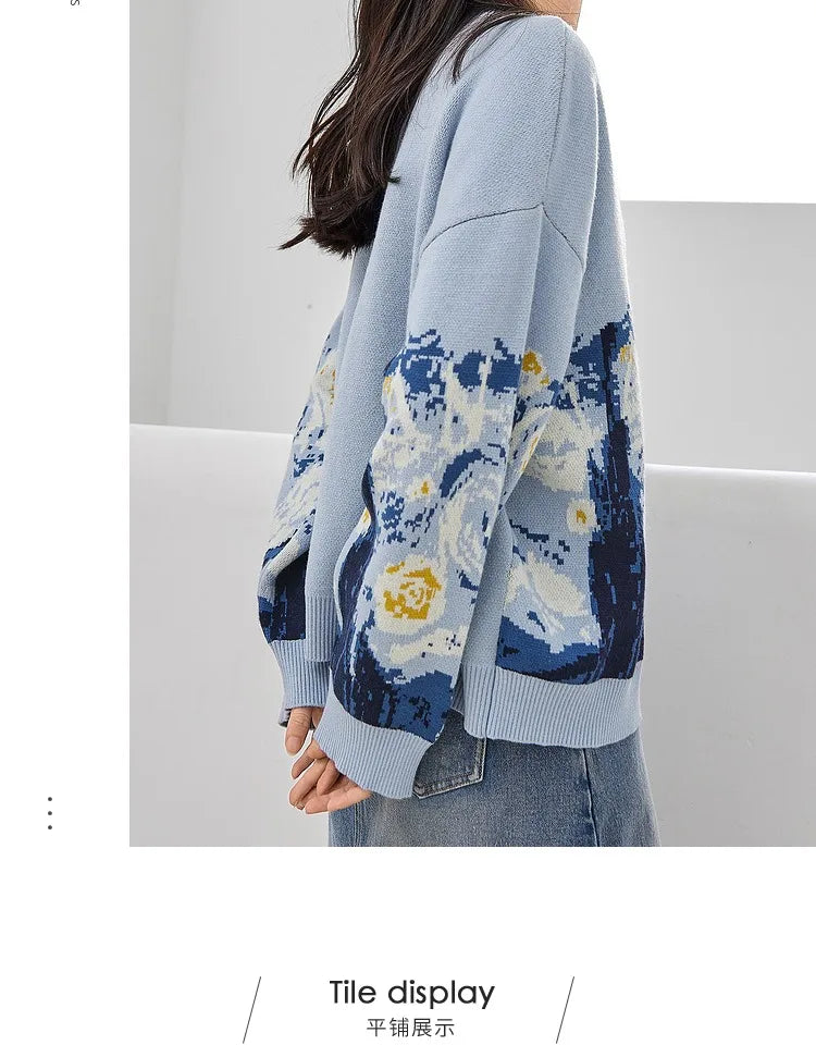 Van Gogh Print Winter Cardigan Cardigans | Chuzko.com