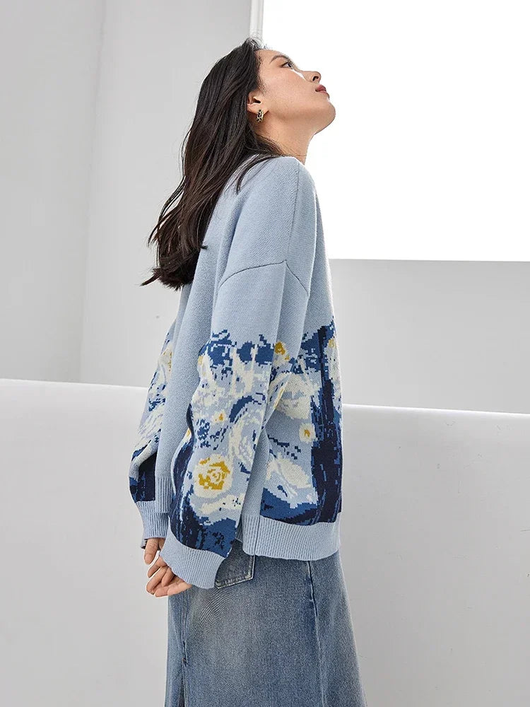 Van Gogh Print Winter Cardigan Cardigans | Chuzko.com