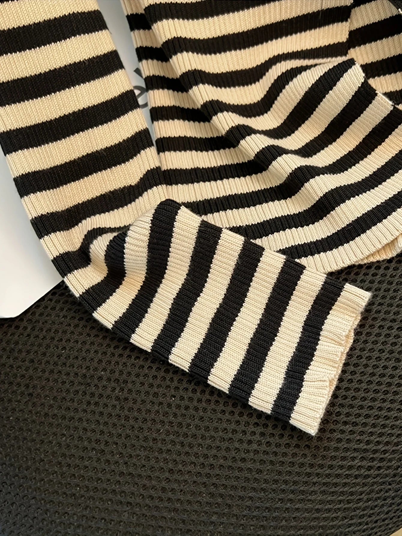 Stripped Cowl Neck & Belly Slit Detail Knit Sweater Pullover | Chuzko.com