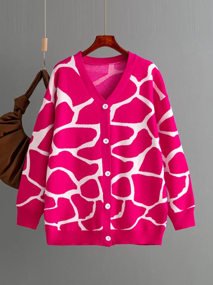 Giraffe’s Skin Print Pattern Sweater Cardigans Cardigans | Chuzko.com