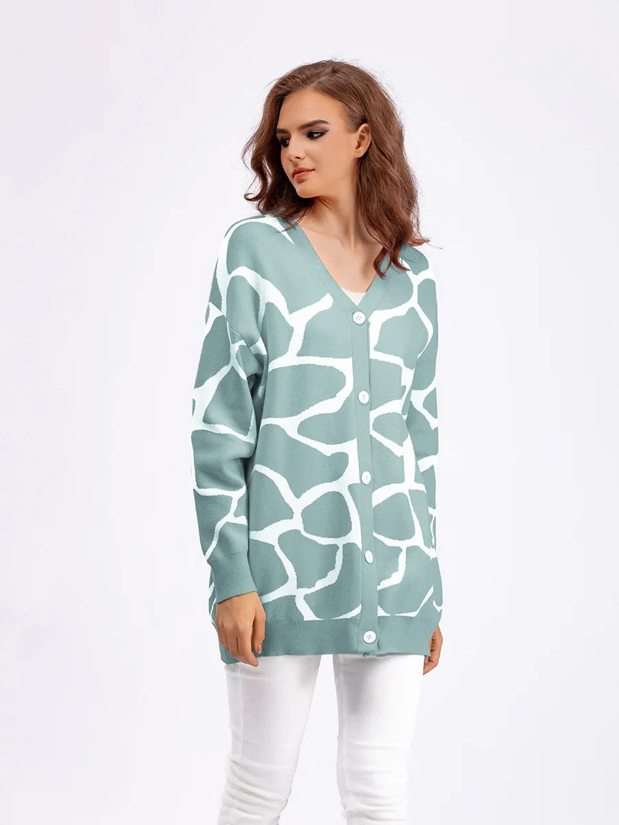 Giraffe’s Skin Print Pattern Sweater Cardigans Cardigans | Chuzko.com