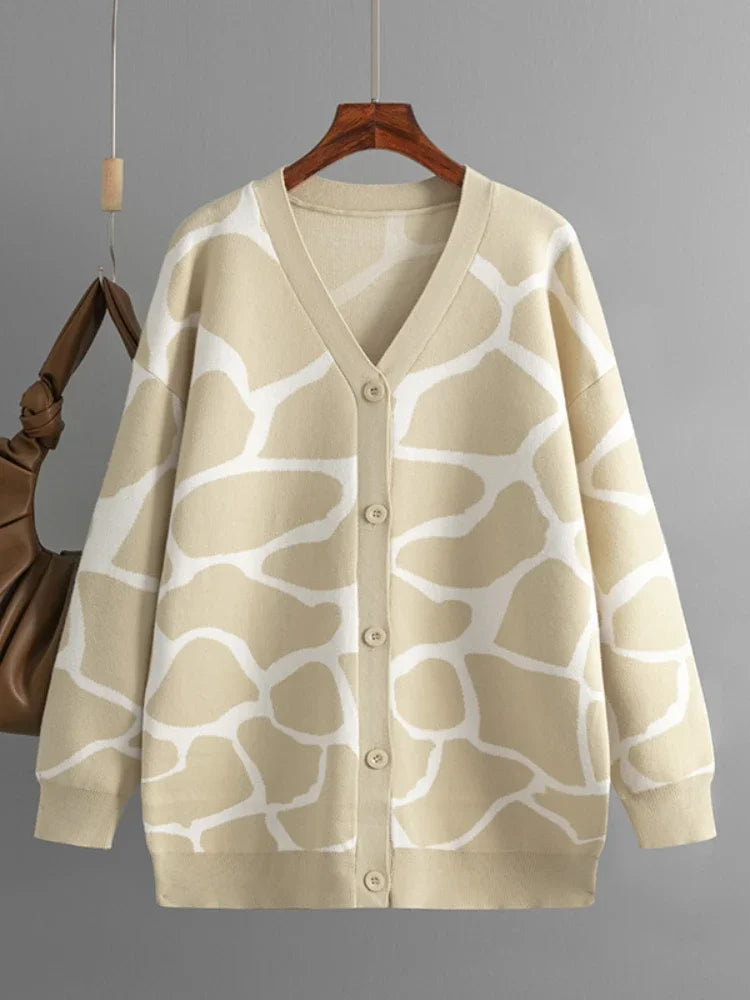 Giraffe’s Skin Print Pattern Sweater Cardigans Cardigans | Chuzko.com