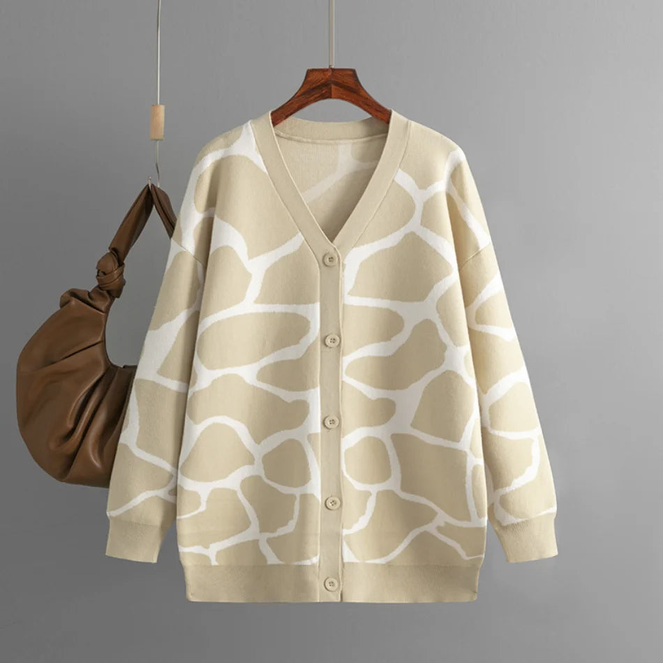 Giraffe’s Skin Print Pattern Sweater Cardigans Cardigans | Chuzko.com