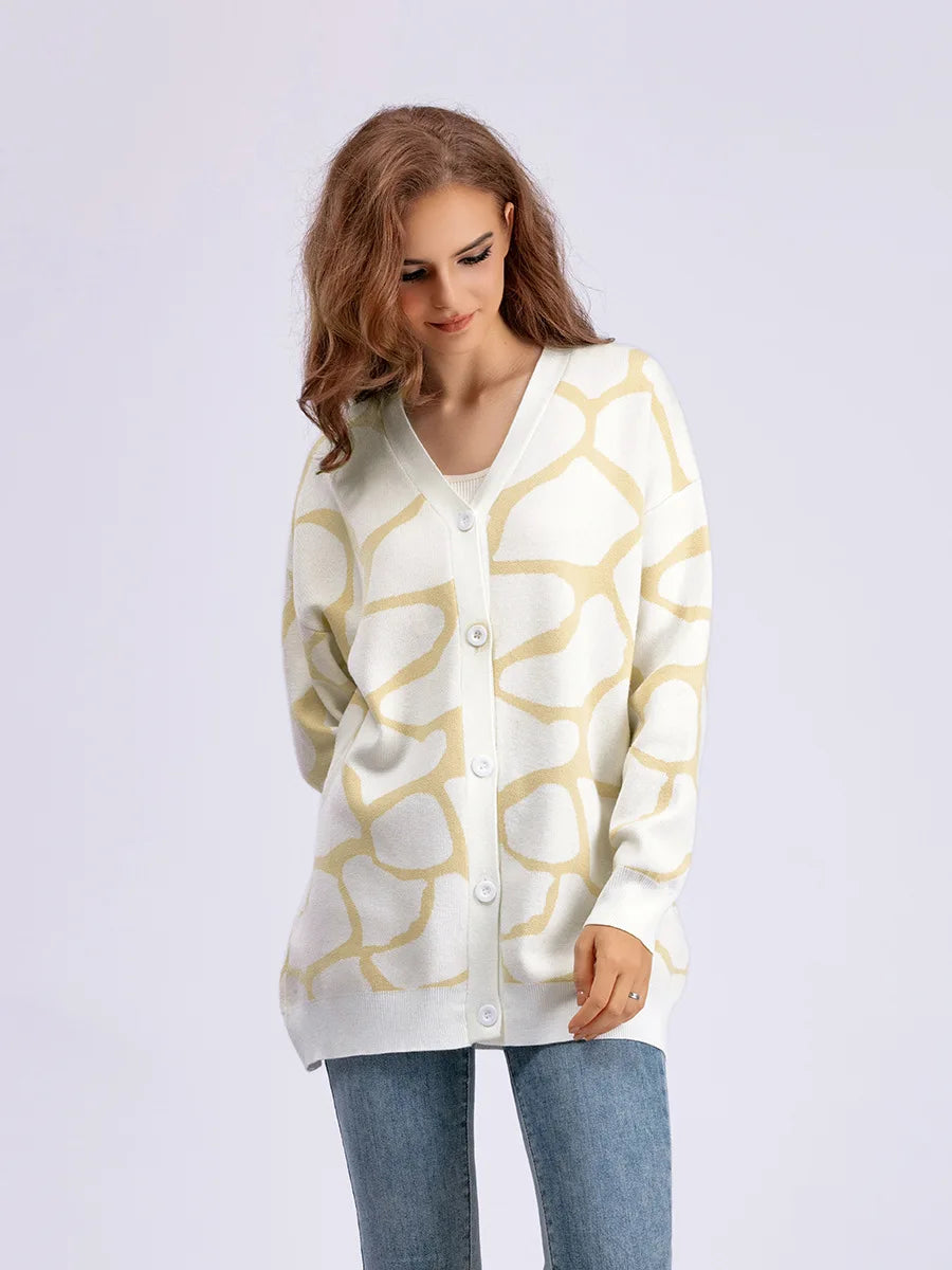 Giraffe’s Skin Print Pattern Sweater Cardigans Cardigans | Chuzko.com