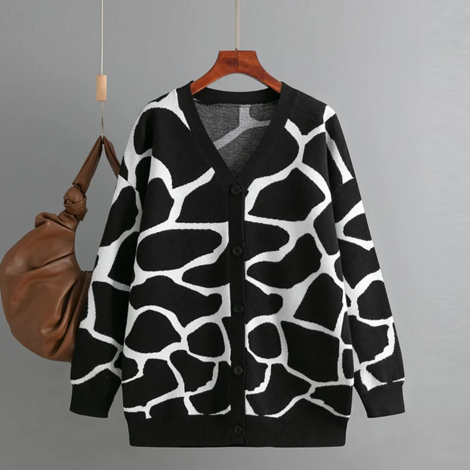 Giraffe’s Skin Print Pattern Sweater Cardigans Cardigans | Chuzko.com