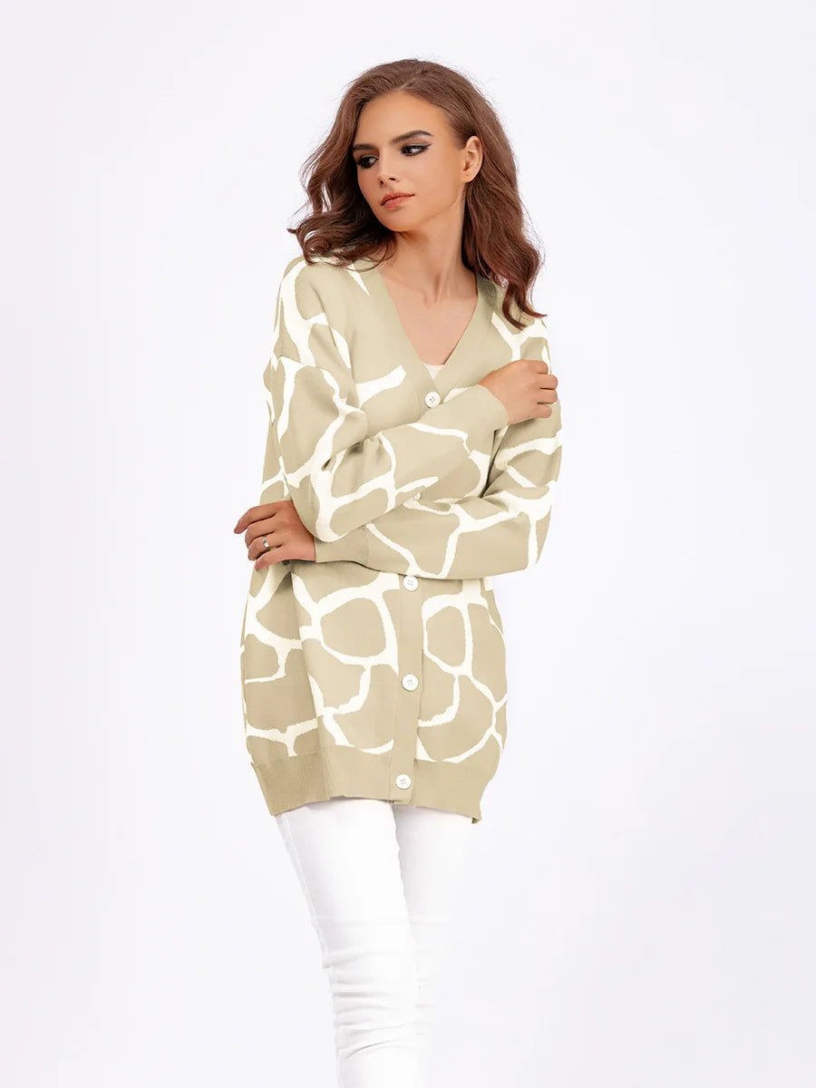 Giraffe’s Skin Print Pattern Sweater Cardigans Cardigans | Chuzko.com