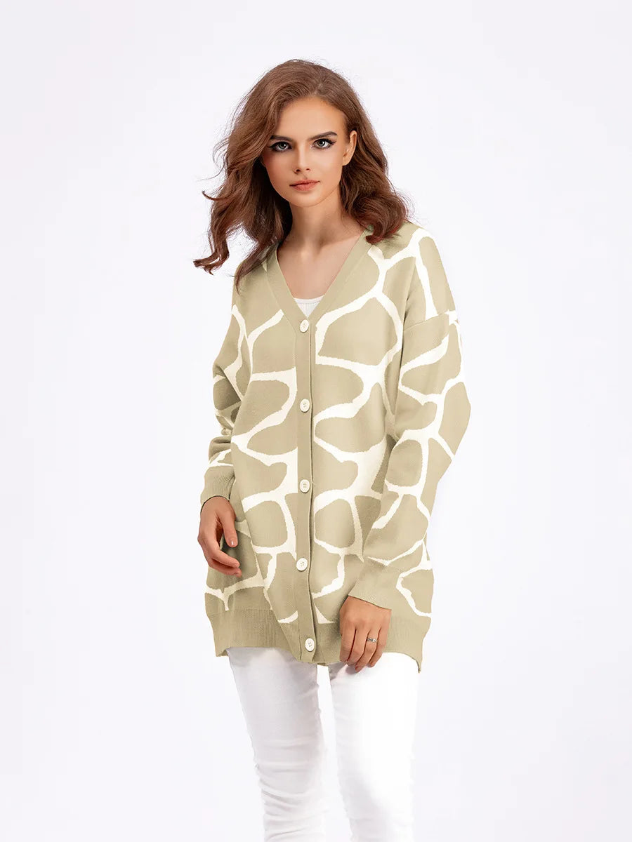 Giraffe’s Skin Print Pattern Sweater Cardigans Cardigans | Chuzko.com