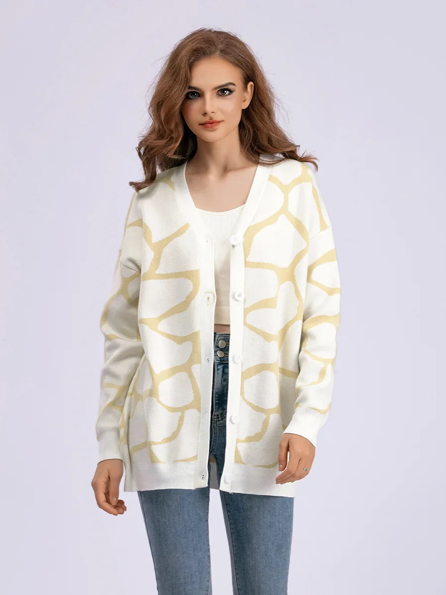 Giraffe’s Skin Print Pattern Sweater Cardigans Cardigans | Chuzko.com