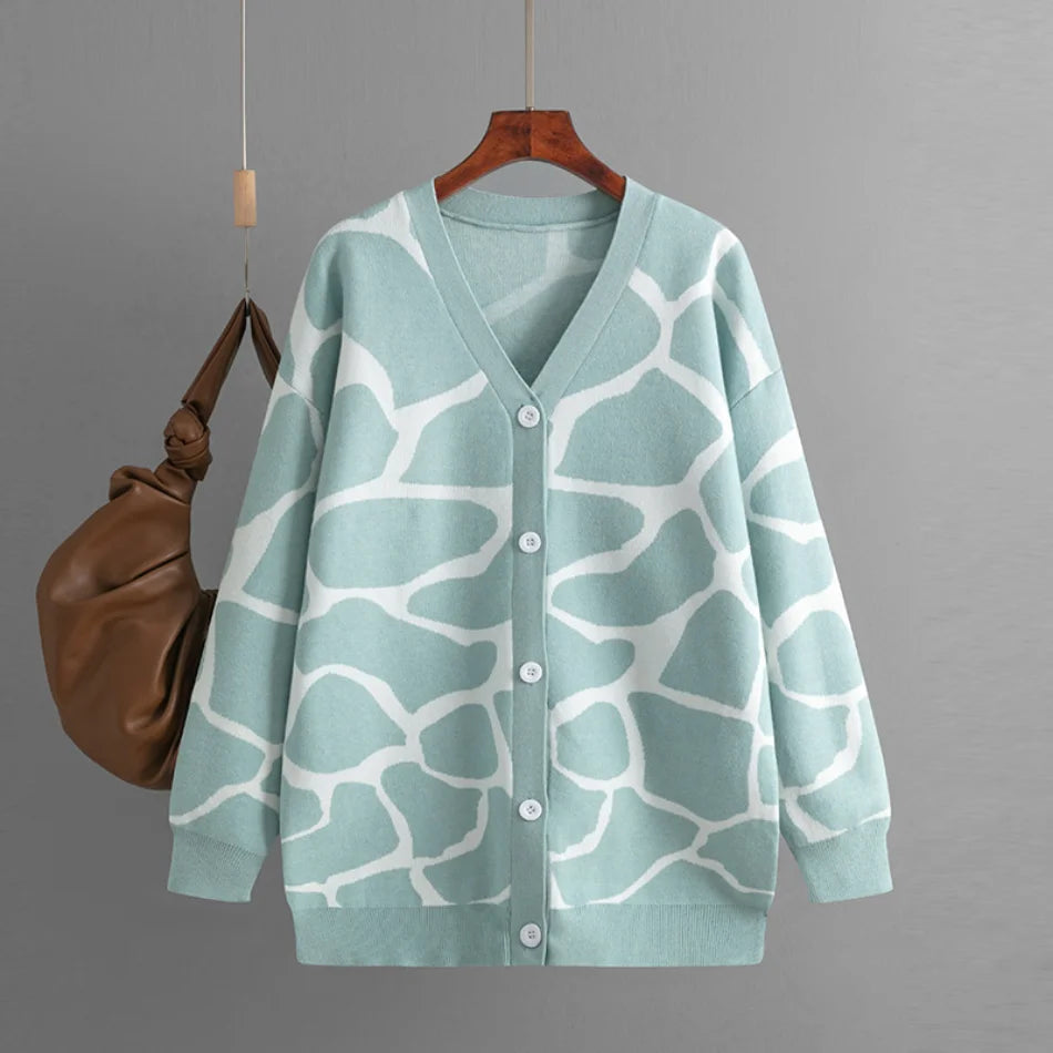 Giraffe’s Skin Print Pattern Sweater Cardigans Cardigans | Chuzko.com