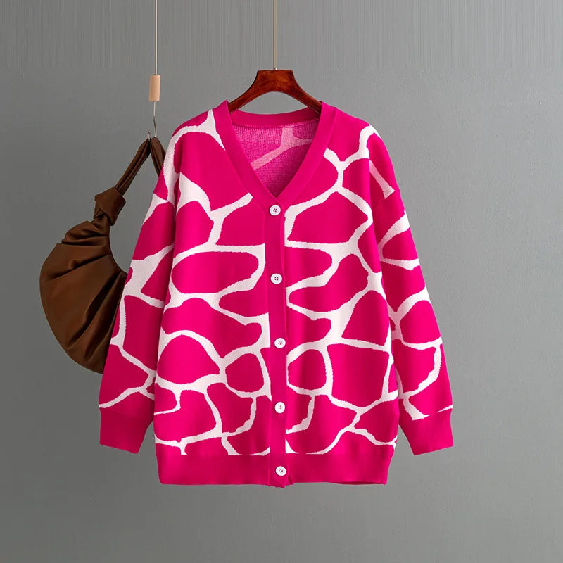 Giraffe’s Skin Print Pattern Sweater Cardigans Cardigans | Chuzko.com