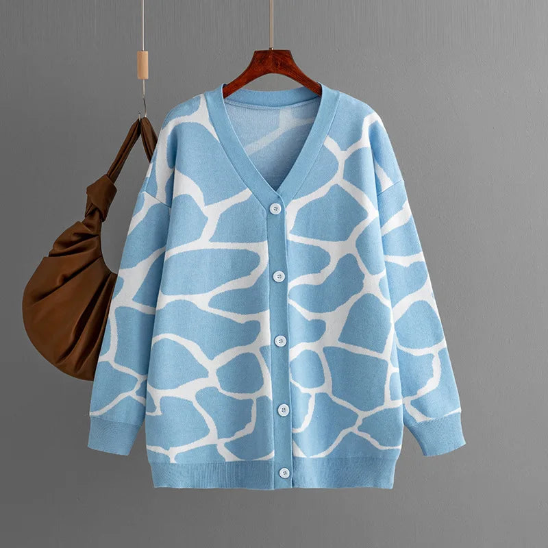 Giraffe’s Skin Print Pattern Sweater Cardigans Cardigans | Chuzko.com