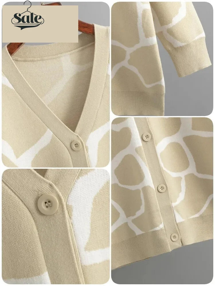 Giraffe’s Skin Print Pattern Sweater Cardigans Cardigans | Chuzko.com