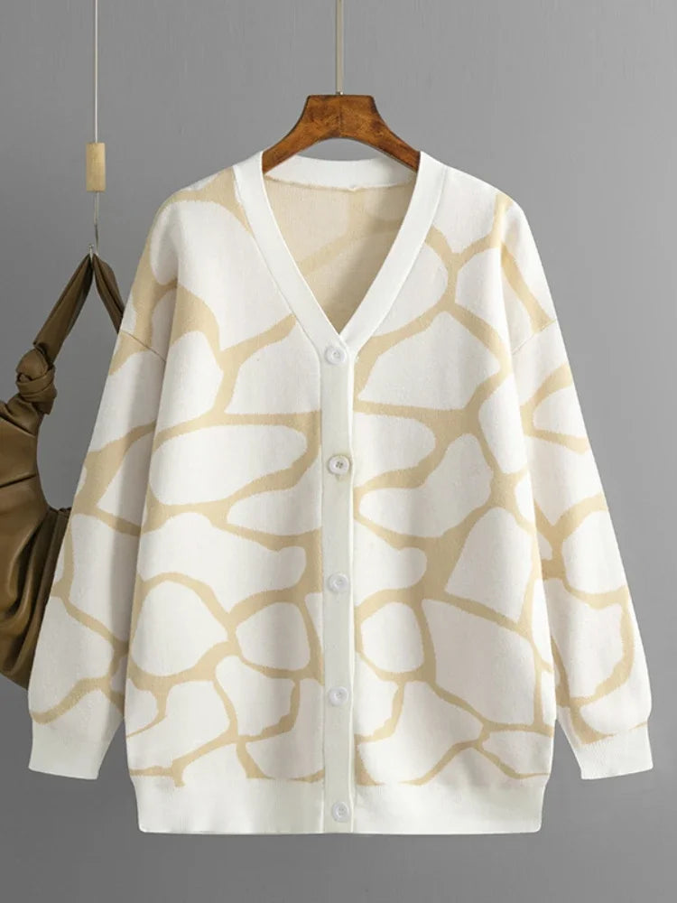 Giraffe’s Skin Print Pattern Sweater Cardigans Cardigans | Chuzko.com