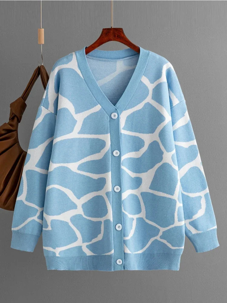 Giraffe’s Skin Print Pattern Sweater Cardigans Cardigans | Chuzko.com