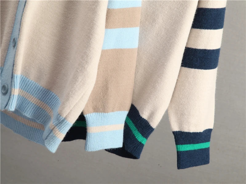 Varsity Charm Striped Cardigan Cardigans | Chuzko.com