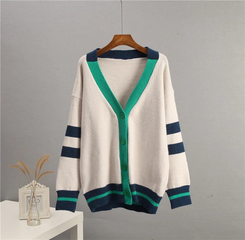 Varsity Charm Striped Cardigan Cardigans | Chuzko.com