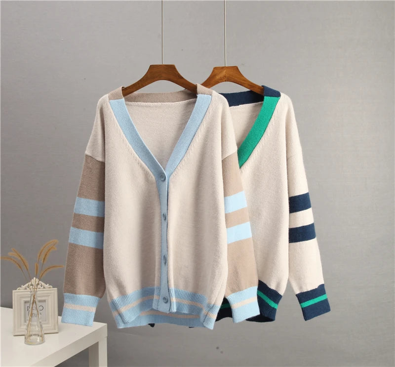 Varsity Charm Striped Cardigan Cardigans | Chuzko.com