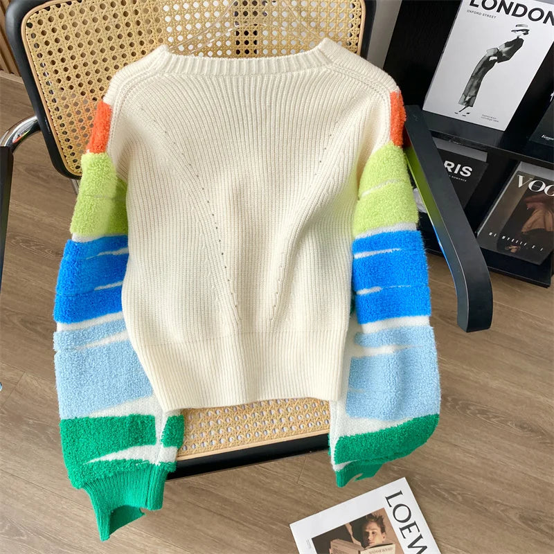 Rainbow Stripe Button-Up Cardigan Cardigans | Chuzko.com