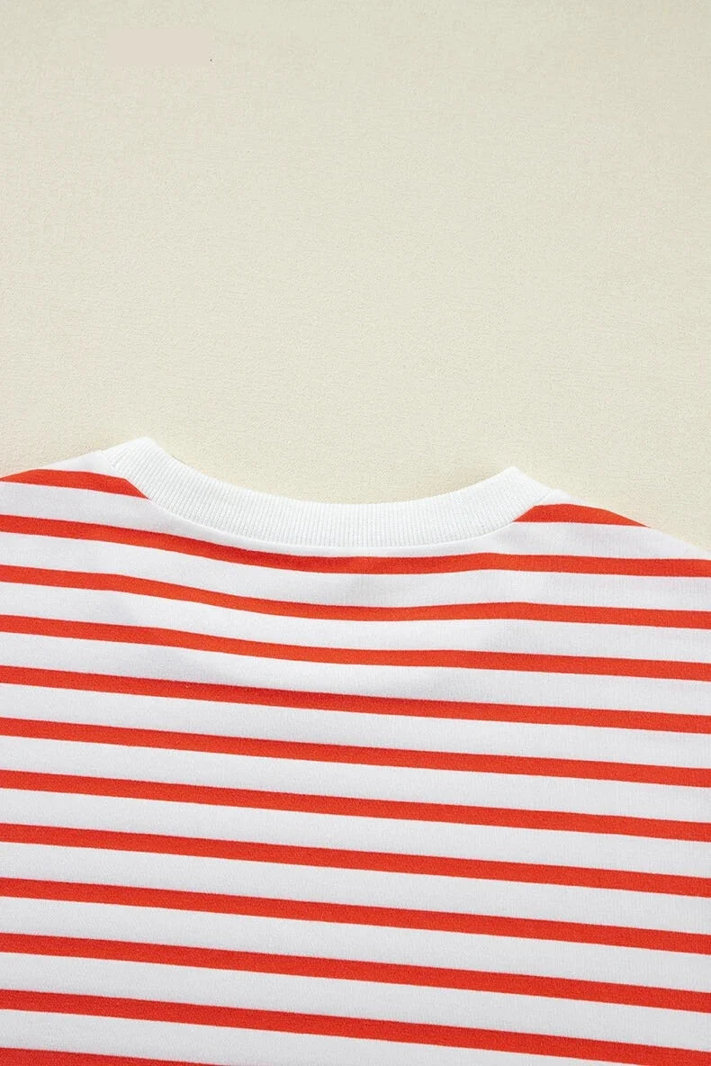 Red & White Stripe Comfort Top Pullovers Sweatshirts | Chuzko.com