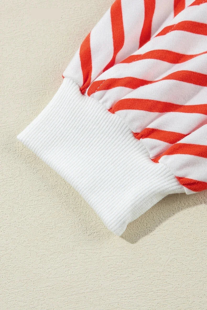 Red & White Stripe Comfort Top Pullovers Sweatshirts | Chuzko.com