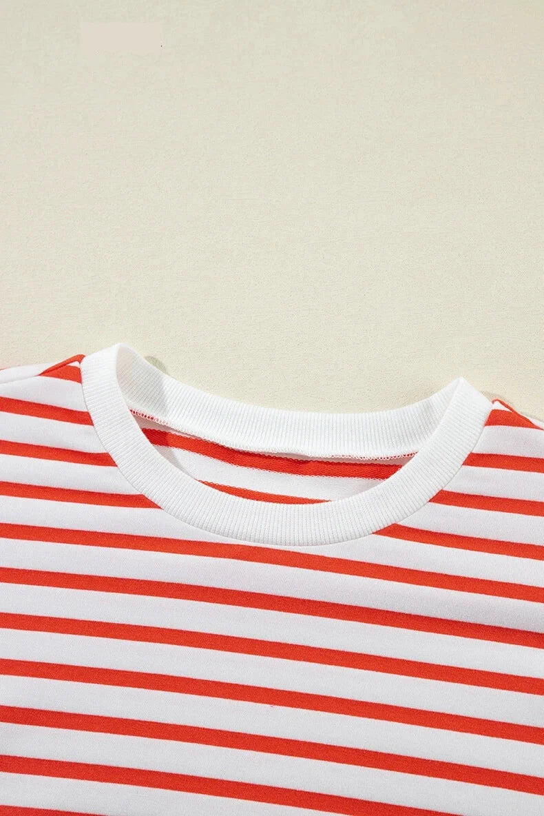 Red & White Stripe Comfort Top Pullovers Sweatshirts | Chuzko.com