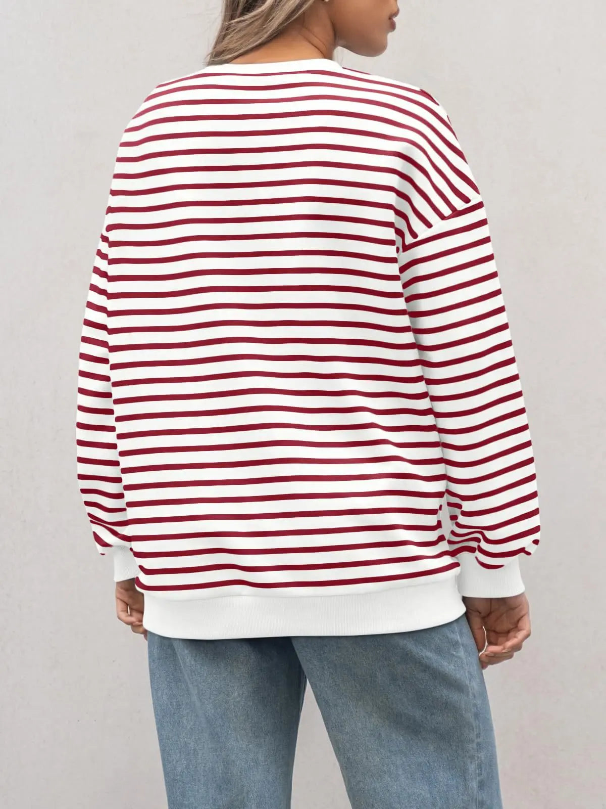 Casual Stripes Oversized Pullover Pullovers Sweatshirts | Chuzko.com