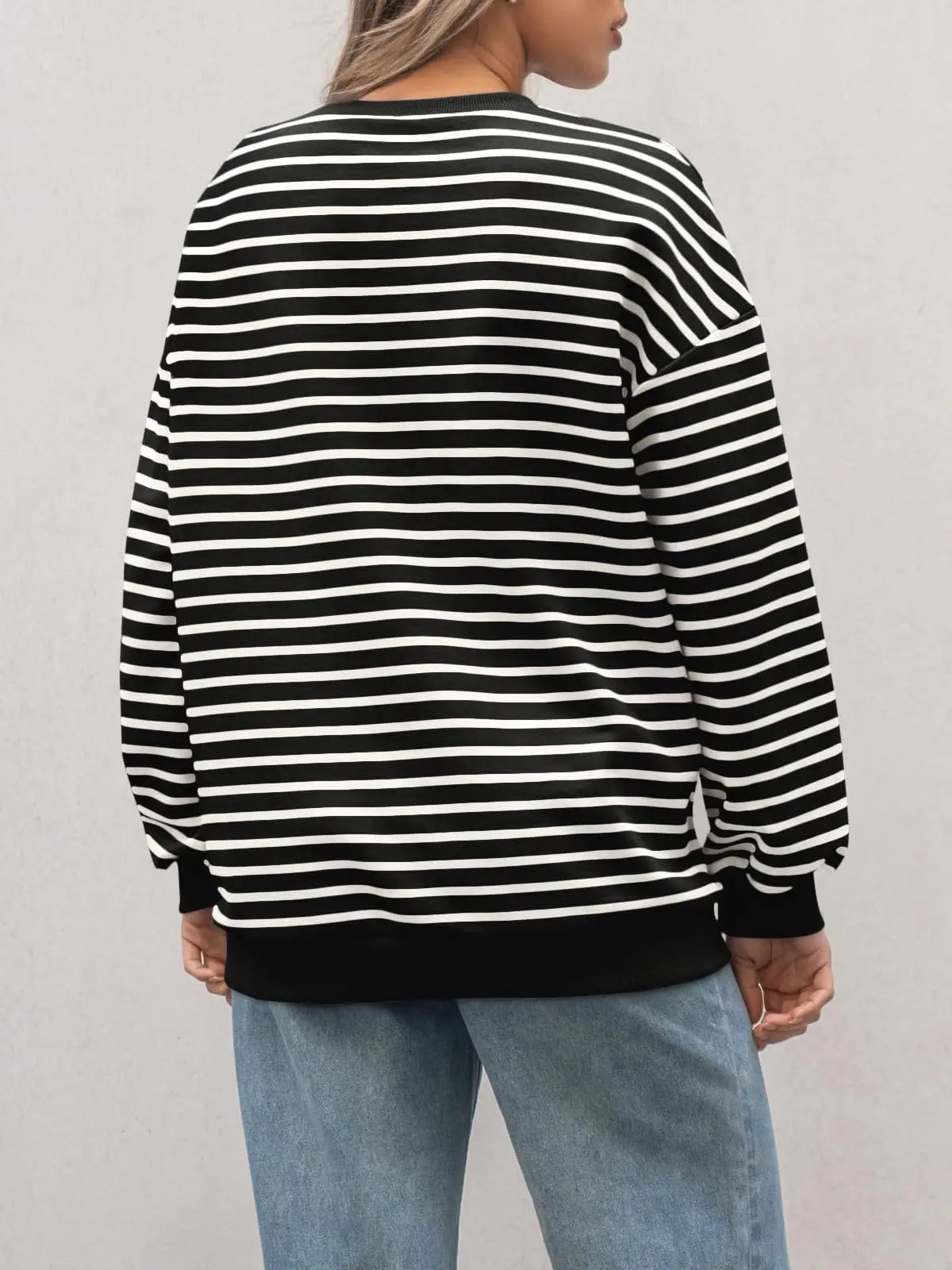 Casual Stripes Oversized Pullover Pullovers Sweatshirts | Chuzko.com