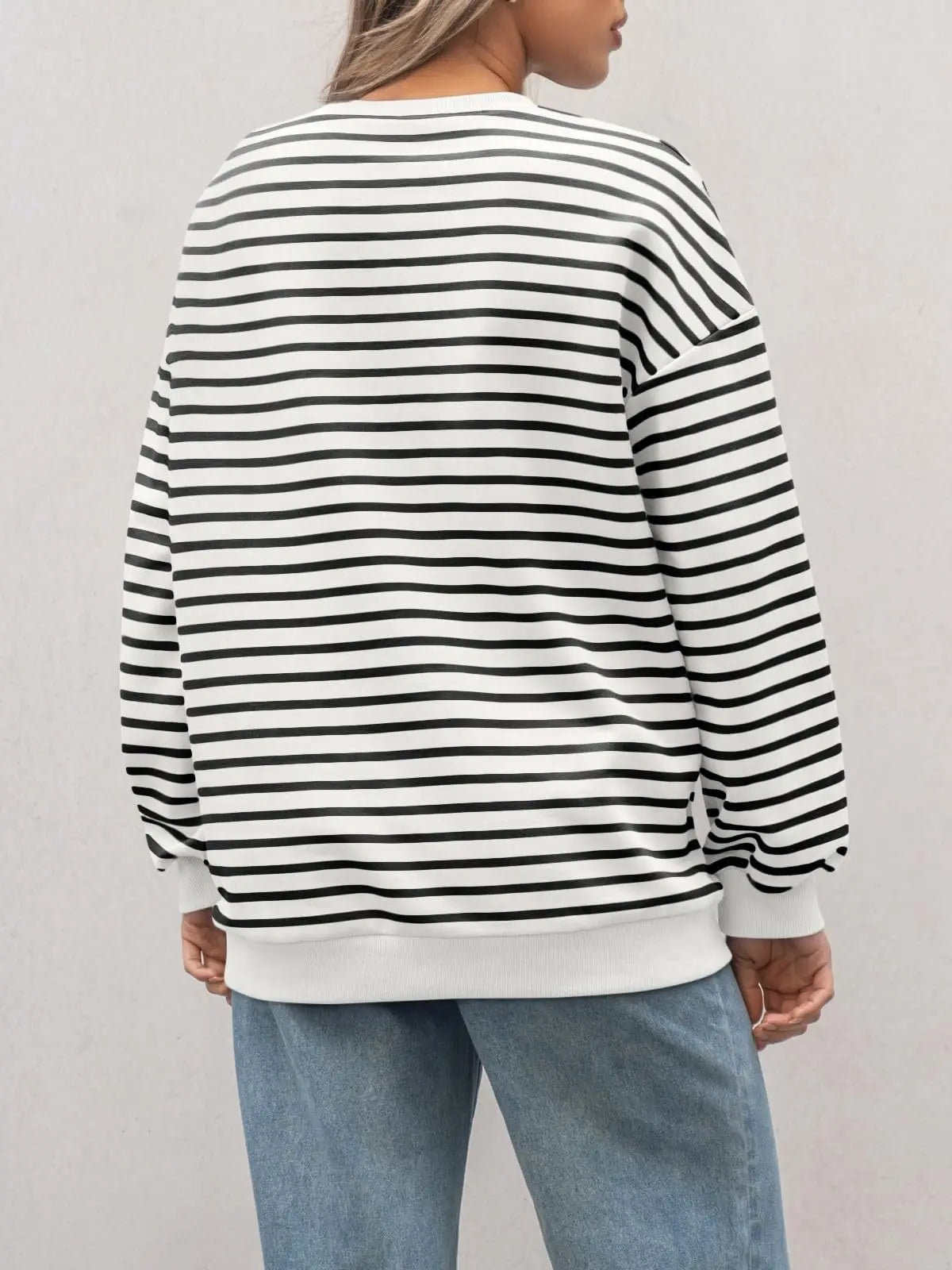 Casual Stripes Oversized Pullover Pullovers Sweatshirts | Chuzko.com